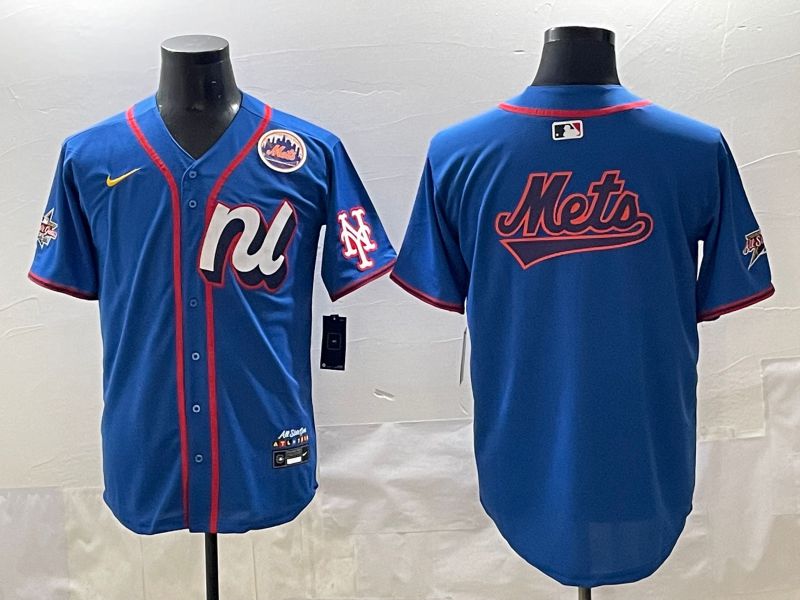 Men 2025 New York Mets Blank Blue All star Blank Blue Nike MLB Jersey style 6->new york mets->MLB Jersey